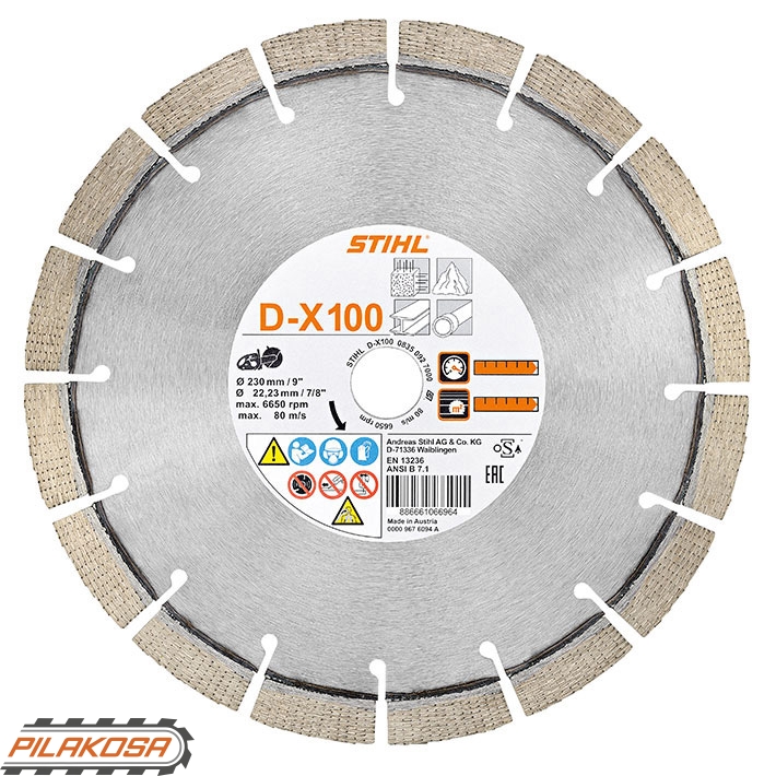 Алмазный диск STIHL универсальный D-X100 для TSA 230 (08350927000) D 230 мм